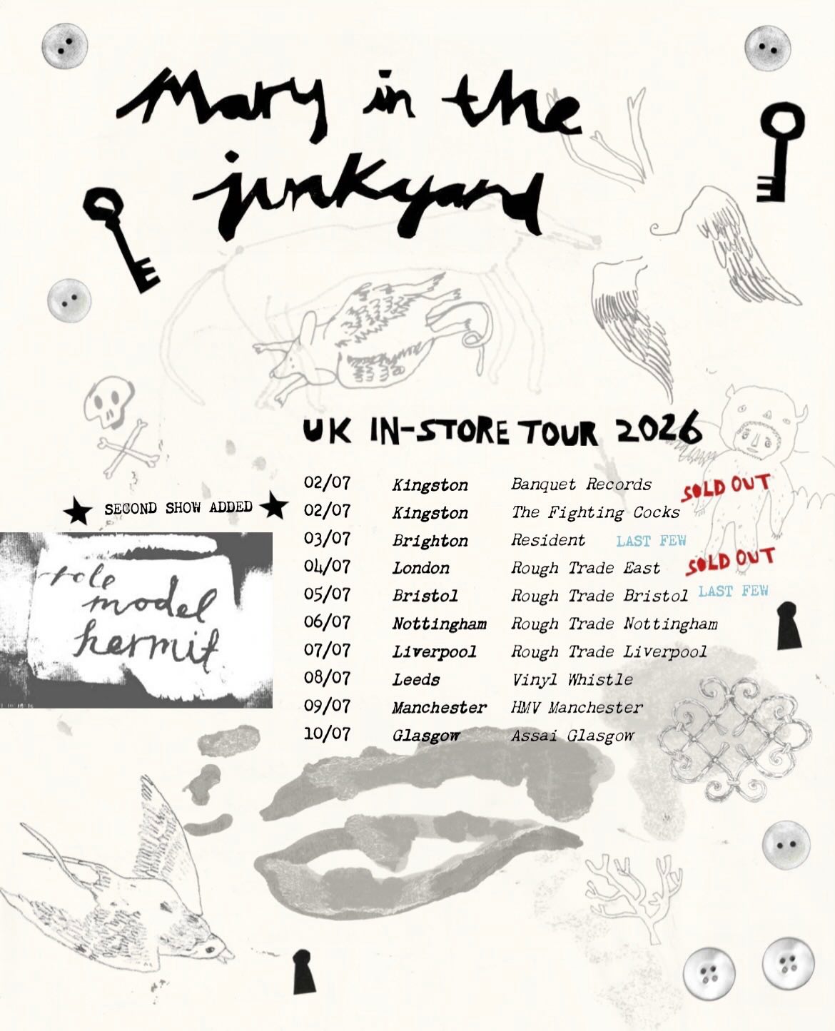 mary in the junkyard Role Model Hermit Tour Poster 2026
